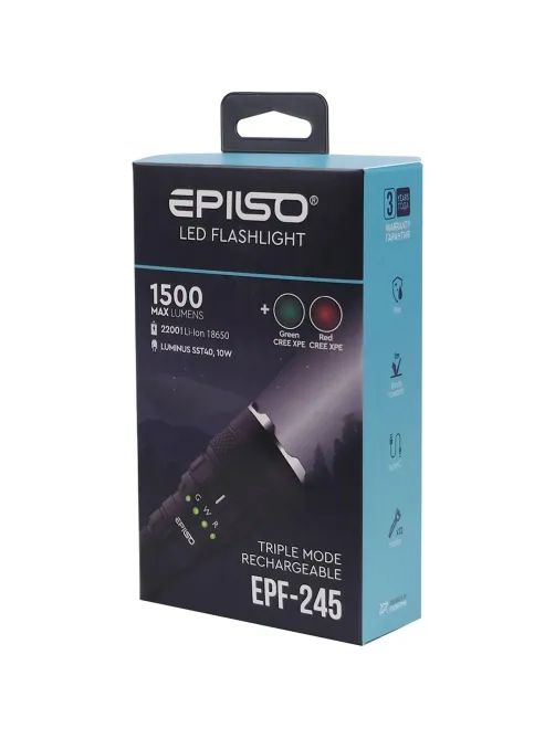 Фонарь EPILSO EPF-245 (карманный,Luminus SST40 10W+2CREE XPE, аккум 18650)