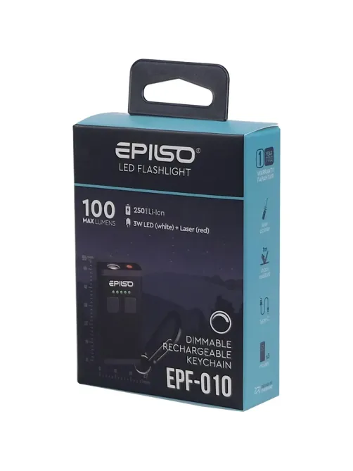 Фонарь EPILSO EPF-010 (брелок, LED со светорегулятором+лазер, аккум,type-c)