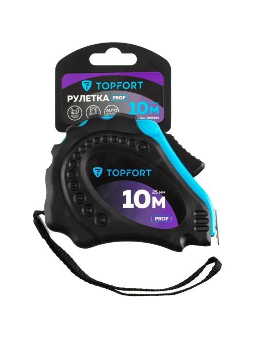 Рулетка 10мх25 мм с автостопом  Topfort Prof
