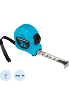 Рулетка Topfort BASIC 3мх16мм, пласт корпус, 2 стопора
