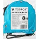 Рулетка Topfort BASIC 8мх25мм, пласт корпус, 2 стопора