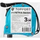 Рулетка Topfort BASIC 3мх16мм, пласт корпус, 2 стопора