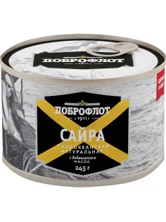 Сайра консервированная Доброфлот тихоокеанская с доб. масла, 245г