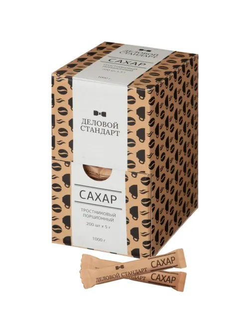 Сахар порционный в стиках Деловой стандарт тростник 5г (200 шт/уп) шоу-бокс