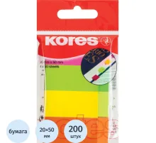 Клейкие закладки бум. 4цв.по 50л. неон 20х50мм Strips Kores 45104