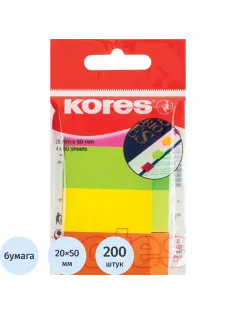 Клейкие закладки бум. 4цв.по 50л. неон 20х50мм Strips Kores 45104