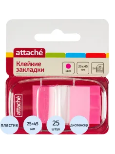 Клейкие закладки пласт. 1цв.по 25л. 25ммх45 розов.Attache