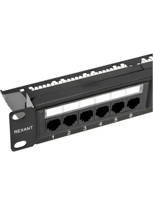 Патч-панель REXANT (02-0031) с кабельн орг.19,1U,24 порта,UTP,RJ-45,CAT5e