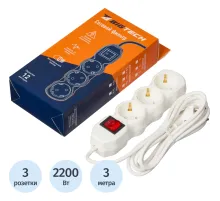 Сетевой фильтр BigTech ST310-3-W(3р/3м/10А/2,2кВт/3х0,75 мм2/белый)