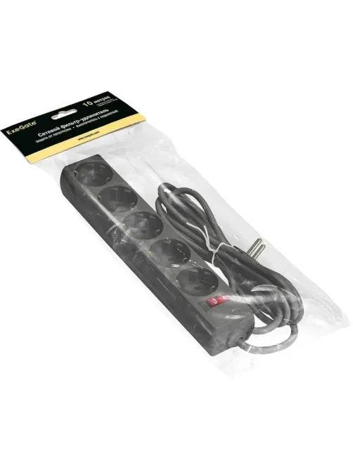 Сетевой фильтр ExeGate SP-5-10B 5р/10м, 10А/2,2кВт, черный(EX279181RUS)