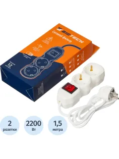 Сетевой фильтр BigTech ST210-1,5-W(2р/1,5м/10А/2,2кВт/3х0,75 мм2/белый)