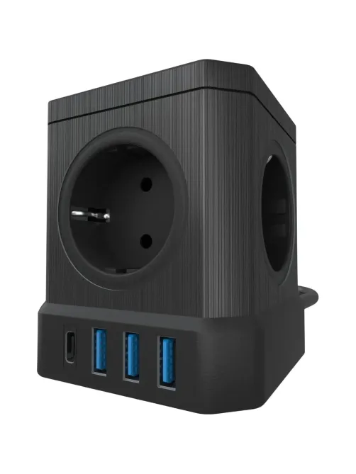 Сетевой фильтр AGNI  5р/2м,3USB 1TYPE-C,черный(TP-VE4U5E-C-2m-black)