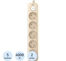 Сетевой фильтр AGNI 5р/2м,слоновая кость(TP-FD5E-2m-ivory)