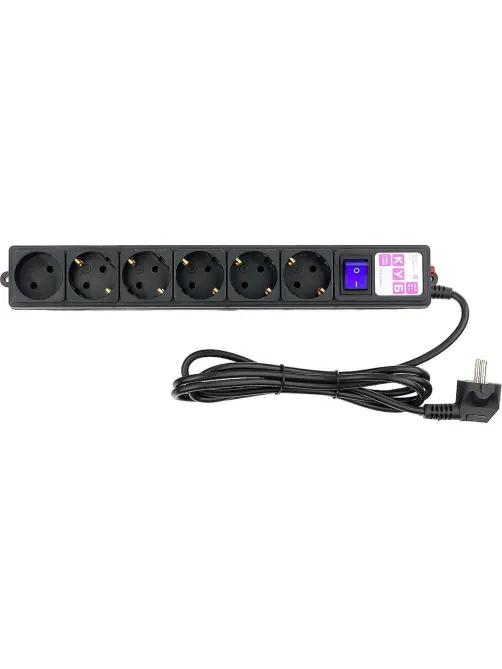 Сетевой фильтр Power Cube 6р/1,9м, 16А/3.5кВт,3x1,0, черн(SPG6-B1,9M)