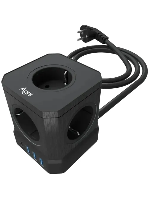 Сетевой фильтр AGNI  5р/5м,3USB 1TYPE-C,черный(TP-VE4U5E-C-5m-black)