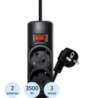 Сетевой фильтр PROGIX PG246 2р/3м/3,5кВт/16А заземление, черный,КГ-ХЛ 3х1.5
