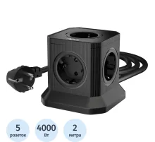 Сетевой фильтр AGNI  5р/2м,черный(TP-VE4U5E-2m-black)