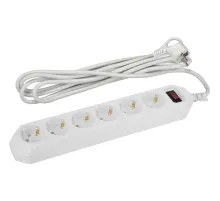 Сетевой фильтр ЭРА 1,5м 6 розеток, белый (USF-6es-1,5m-W-BOX)