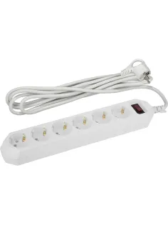 Сетевой фильтр ЭРА 1,5м 6 розеток, белый (USF-6es-1,5m-W-BOX)