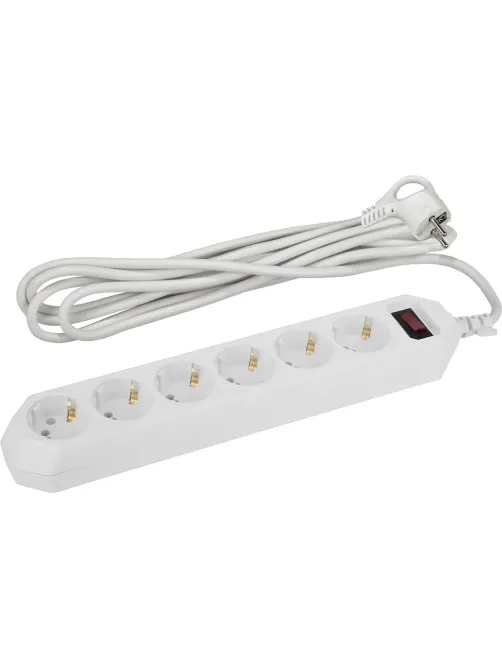 Сетевой фильтр ЭРА 1,5м 6 розеток, белый (USF-6es-1,5m-W-BOX)