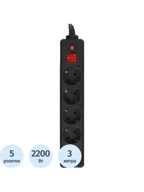 Сетевой фильтр Buro 500SH-3-B 3м (5 розеток) черный