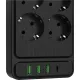Сетевой фильтр AGNI 6р/3м,черный,3USB-A+1USB-C(TP-FS4U6E-C-3m-black)