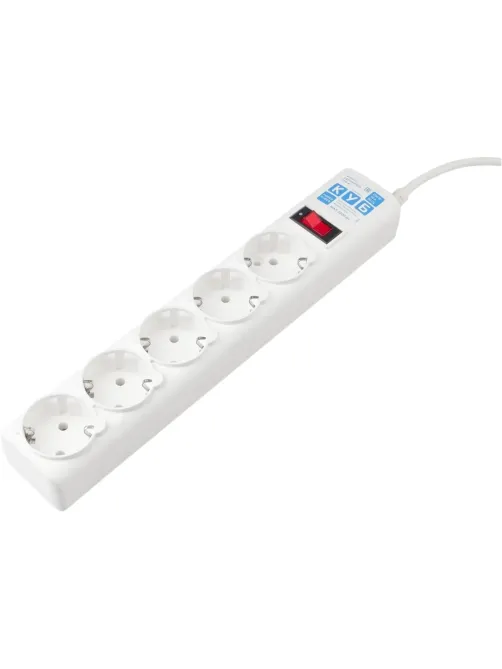 Сетевой фильтр Power Cube 5р/0,5м 10А/2,2кВт 3х0,75 (SPG-B-0,5M-WHITE)