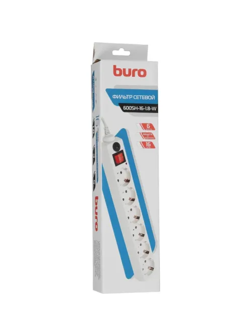Сетевой фильтр Buro 600SH-1.8-W 1.8м (6 розеток) белый