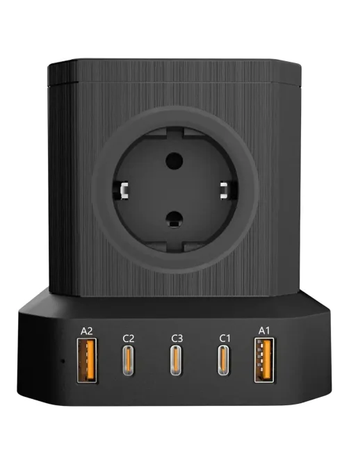 Сетевой фильтр AGNI 5р/2м, 2 USB +3 Type-C, чёрный(TP-VE5U5E-C-2m-black)