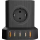 Сетевой фильтр AGNI 5р/2м, 2 USB +3 Type-C, чёрный(TP-VE5U5E-C-2m-black)