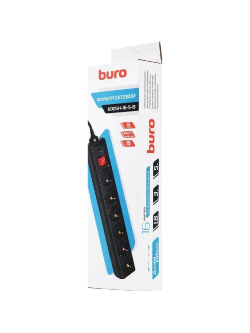 Сетевой фильтр Buro 600SH-16-5-B 5м (6 розеток) черный