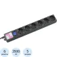 Сетевой фильтр Power Cube 6р/5м, 16А/3.5кВт, 3x1,0, черн(SPG6-B5M)