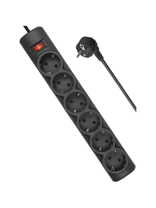 Сетевой фильтр Defender  DFS 155 5 м, черный, 6 розеток(99496)
