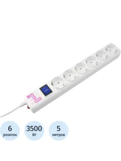 Сетевой фильтр Power Cube бел. 5 м 6 р 16А SPG6-16-5M