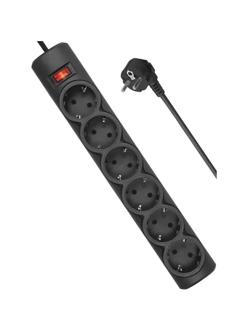 Сетевой фильтр Defender  DFS 151 1,8 м, черный, 6 розеток(99494)
