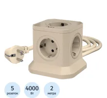 Сетевой фильтр AGNI  5р/2м 2м,слоновая кость(TP-VE4U5E-2m-ivory)