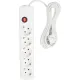 Сетевой фильтр BigTech BT510-5-W(5р/5м/10А/2,2кВт/3х0,75 мм2/белый)