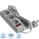 Сетевой фильтр ExeGate SP-3-3G 3р/3м, 10А/2,2кВт,серый(EX221180RUS)