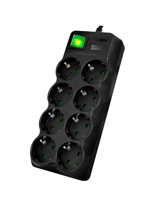 Сетевой фильтр SVEN SF-08E-16 1,8 м 8 розеток, 16А черный