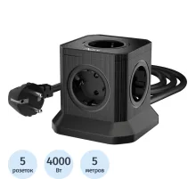 Сетевой фильтр AGNI  5р/5м,черный(TP-VE4U5E-5m-black)
