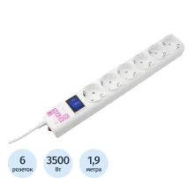 Сетевой фильтр Power Cube 6р/1,9м 16А бел (SPG6-16-1,9M)