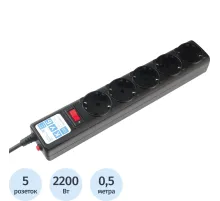 Сетевой фильтр Power Cube B 0.5 м 5 розеток (черный) 10А/2,2кВт(SPG5-С1)
