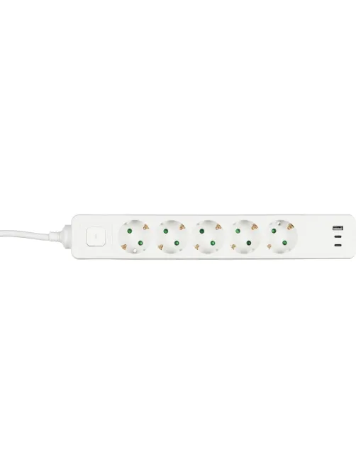 Сетевой фильтр BigTech CD5-1,4WU (5р/1,4м/USB-C/USB-A/16А/3680Вт белый)