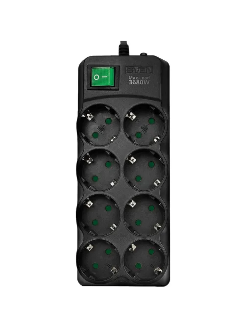 Сетевой фильтр SVEN SF-08E-16 1,8 м 8 розеток, 16А черный