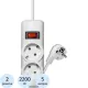 Сетевой фильтр PROGIX PG232 2р/5м/2,2кВт/10А заземление, белый, ПВС 3х0.75