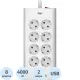 Сетевой фильтр AGNI 8р/2м,3USB,1TYPE-C 20W,белый(TP-FA4U8E-C-2m-white)