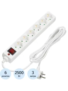 Сетевой фильтр BigTech CD6-3W1 (6р/3м/10А/2500Вт 1мм 2500Вт)
