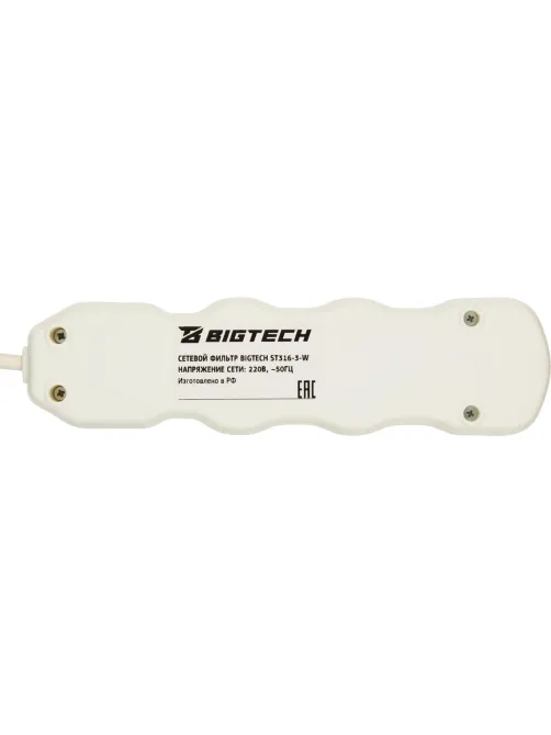 Сетевой фильтр BigTech ST310-3-W(3р/3м/10А/2,2кВт/3х0,75 мм2/белый)