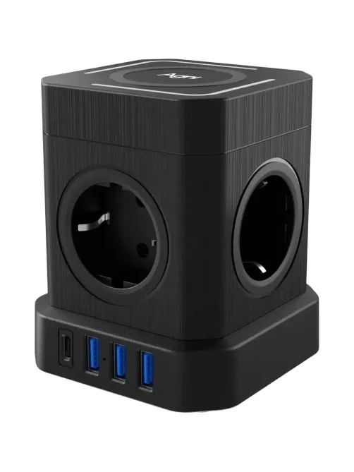 Сетевой фильтр AGNI  4р/2м,черный, 3USB + 1Type-C (TP-VE4U5E-C-W-2m-black)