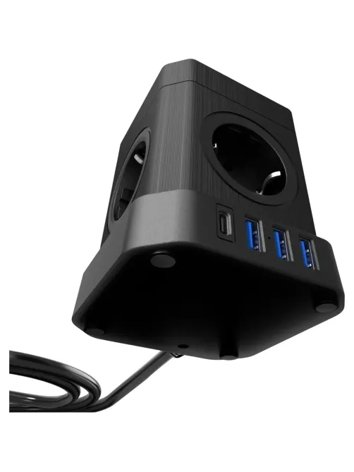 Сетевой фильтр AGNI  4р/2м,черный, 3USB + 1Type-C (TP-VE4U5E-C-W-2m-black)